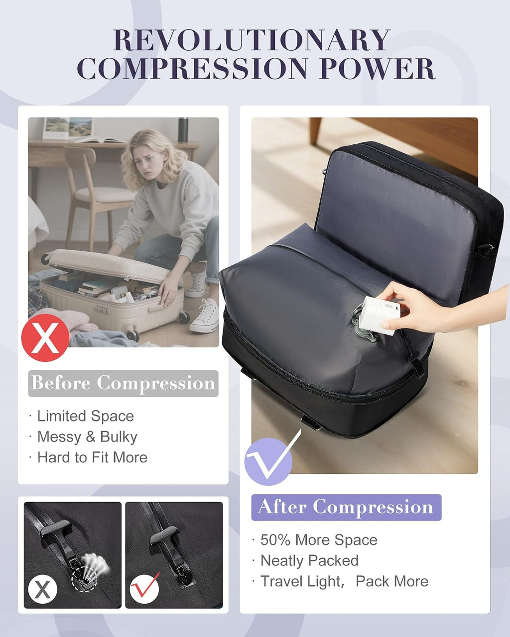The AeroDuffel 24L – Air-Compress Personal Item (Includes Electric Pump)