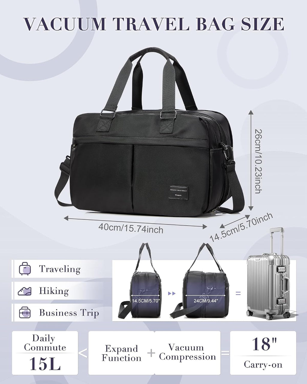 The AeroDuffel 24L – Air-Compress Personal Item (Includes Electric Pump)